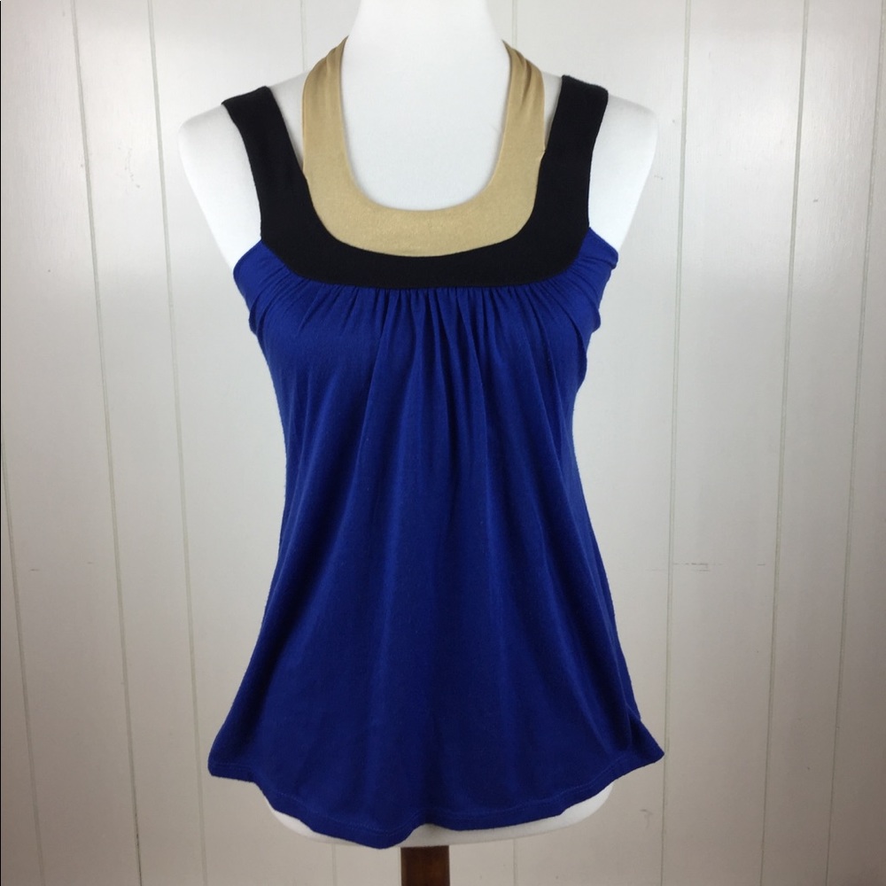 Mandee Blue Sleevless Ruffled Top Blouse